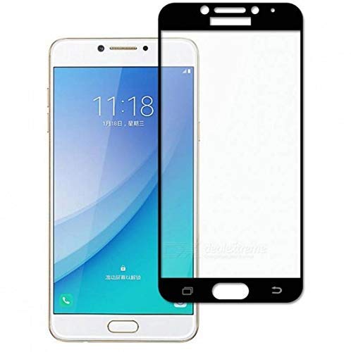 Image of Screen Protector for Samsung Galaxy C7 Pro (Black) Tempered Glass Edge-to-Edge 6D Screen Guard With Installation Kit