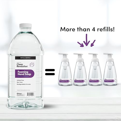 Image of Clean Revolution Foaming Hand Soap Refill Supply Container, Ready to Use Formula, Natural Lavender Fragrance, 64 Fl Oz (Pack of 1)