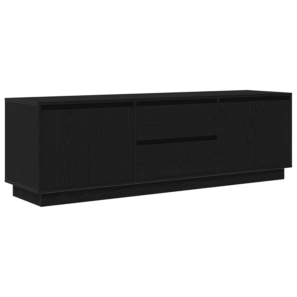 vidaXL TV Cabinet with LED Lights Black Oak 160.5x41x50 cm, TV stand, TV sideboard, hifi cabinet, TV bench, TV stand cabinet, media cabinet