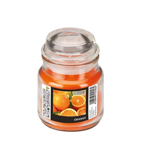 Gala "Flavour by GALA" Bonbonglas mit Wachsfüllung Ø 63 mm, 85 mm orange - Orange 96933 Duftkerzen mit Deckel Design-Kerzen, 6 Stück