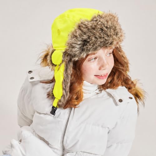 Image of Faux Fur Safety Reflective Plain Plaid Aviator Trapper Hat Snow Ski Trooper Winter Cap