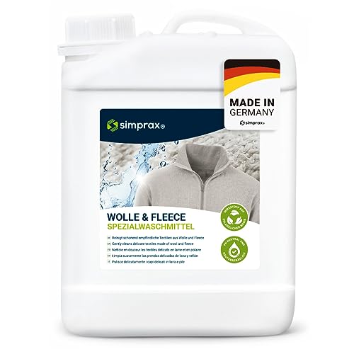 simprax® Fleece und Wollwaschmittel rückfettend, effektiv gegen Verfilzung, hält deine Kleidung weich und geschmeidig. Effektiv gegen Schmutz, Pflanzenbasiert, Hautverträglich, Merino, cashmere