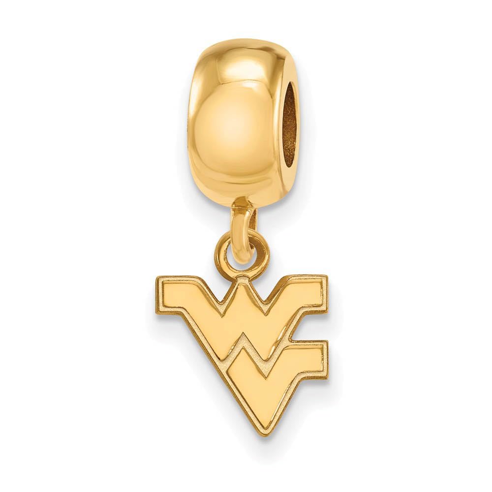 LogoArt 14k Yellow Gold Plated Sterling Silver West Virginia Univ. XS 'WV' Dangle Charm