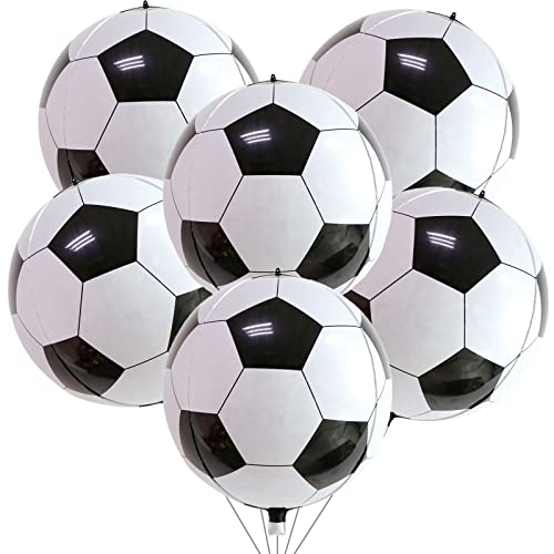 22 Zoll 4D Fussball Folienballons, 6 Stück Fußball Party Deko Fußball Folien Luftballons WM 2022 Ballon Deko für Junge Kinder Fussball Fans Sport Thema Geburtstag Party Kindergeburtstag Dekoration Cover