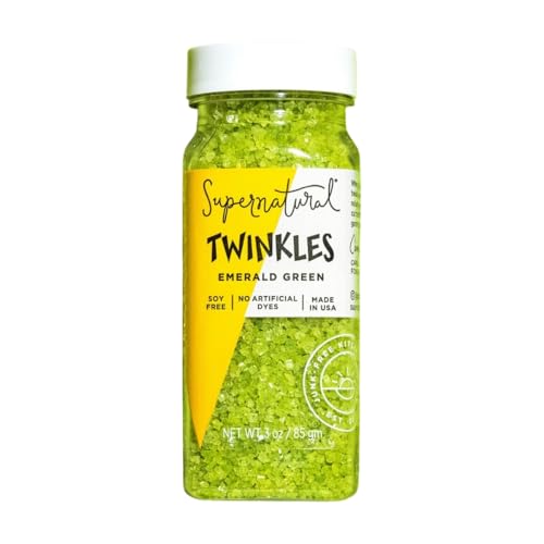 Image of Supernatural Twinkles Sprinkles, Emerald Green Sanding Sugar, Non-GMO, Vegan, 3oz, Made in USA