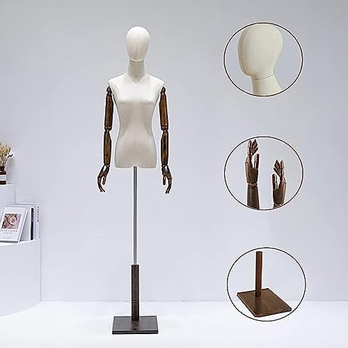 Female Mannequin Torso Dress Form, Clothing Display Model Body Stand with Head, Wooden Arms and Base for Sewing Clothing, Jewelry, Height Adjustable 47-75 Inch (Whole Body) by Lvrunben - Image 4