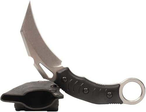 MASALONG Cuchillo de garra kni252, táctica de hoja fija para supervivencia al aire libre con prevención de óxido súper duro (plata)