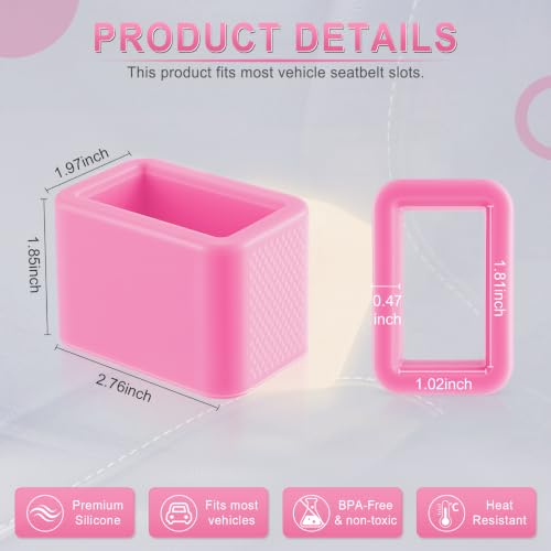 Image of Amiss 2PCS Seat Belt Buckle Holder, Universal Silicone Rear Seat Belt Booster & Fixer for Easy Access, Keeping Receptacle Upright, Car Accessories-Fits Most Cars, Glow in The Dark (Fluorescent Pink)