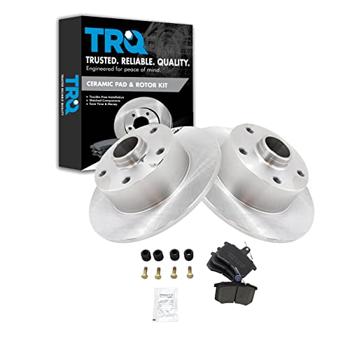 Image of TRQ Rear Brake Pad and Rotor Set Ceramic Vented Rotors Compatible with 1998-1999 Audi A4