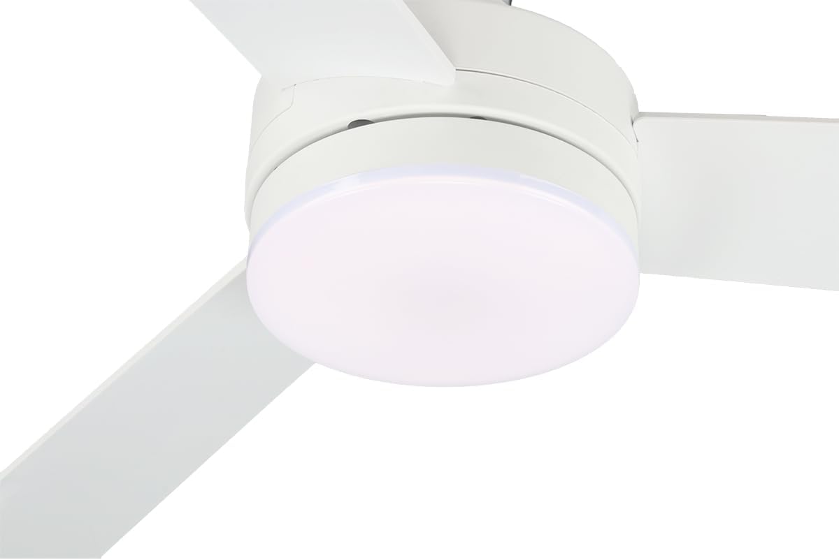 Wynwood QL25329WH 52" Biscayne Ceiling Fan with Light & Remote, Energy-Efficient 6-Speed DC Motor, Adjustable 3-CCT LED, Reversible Airflow, Modern Indoor Ceiling Fan, Matte White