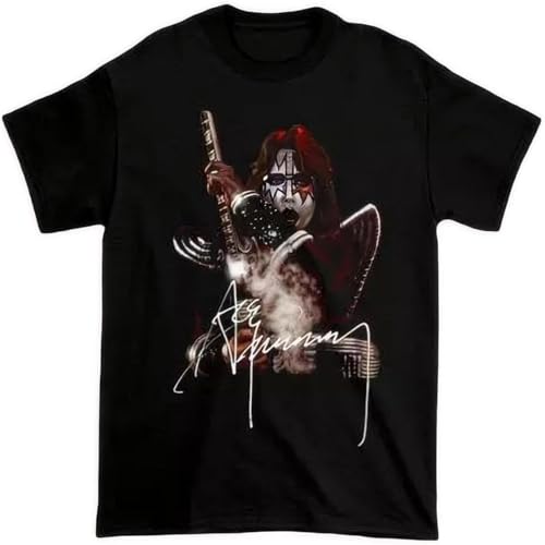 XUTSE Ace Frehley Signture Black T Shirt Casual Graphic Tops Black XXL