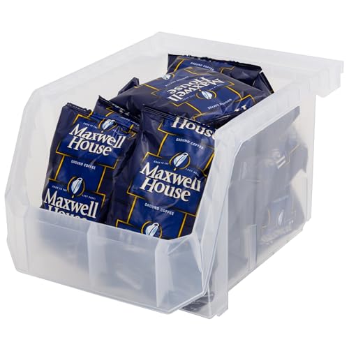 Image of ReadySpace Plastic Containers for Organizing and Storage Bins for Drawers, Desks, Office Organization, and Garage, Stackable Bins, Medium-Tall (7 inch x 11 inch x 8 inch), 4-Pack, Black