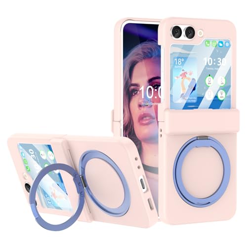 Coque Galaxy Z Flip 5 protection charnière antichoc et étui béquille rose