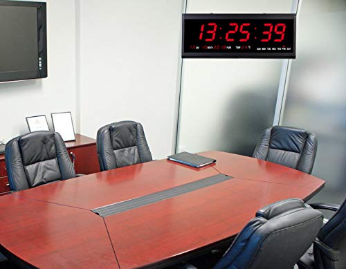18.9 Inch Oversized Led Digital Wall Clock Large Display With Indoor Temperature Date And Day Of Week,Electric Wall Clock/Calendar Timer Home Decor -Red #TOP6