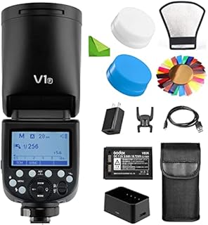 Godox V1 V1-F Flash for Fuji Fujifilm Camera TTL Flash Speedlite 1/8000 HSS, 480 Full Power Flashes, 1.5s Recycle Time, 76Ws 2600mAh Li-ion Battery Round Head Flash Godox Flash for Fuji Cameras