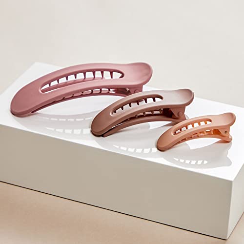 Kitsch Flat Hair Clips - Matte Flat Claw Clips For Women | Lay Down Claw Clip For Thin & Thick Hair | Big Flat Clips For Hair | Alligator Hair Clips | Large Hair Clips For Women, 3Pc (Terracota) #TOP5