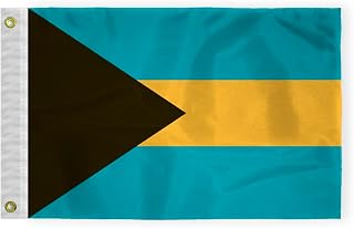 AGAS Bahamas Boat Flag 12x18 inch - Printed Single Sided on 200D Nylon - Stitched Edges - Canvas Header Brass Grommets