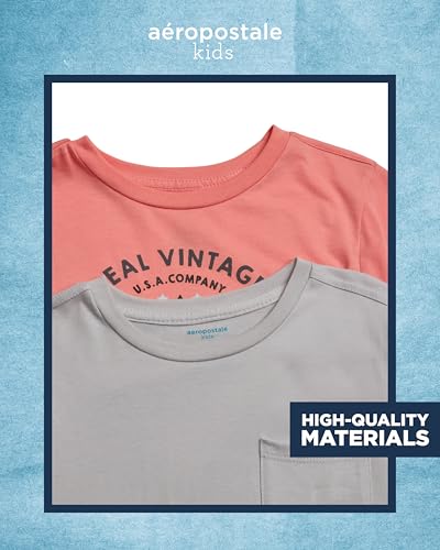 Image of AEROPOSTALE Boys Athletic Shorts Set - 3 Piece Performance Short Sleeve Graphic Boys T Shirts & Fleece Shorts (Size: 8-12)