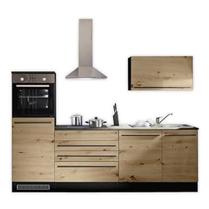 JAZZ 6 moderne kitchenette zonder elektrische apparaten in antraciet, Artisan eikenlook – ruime inbouwkeuken met veel opbergruimte – 260 x 200 x 60 cm (b x h x d)