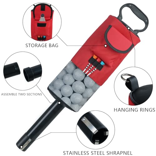 Retirador de bola de golfe autêntico, bolsa de golfe portátil com tubo de plástico removível, armaze