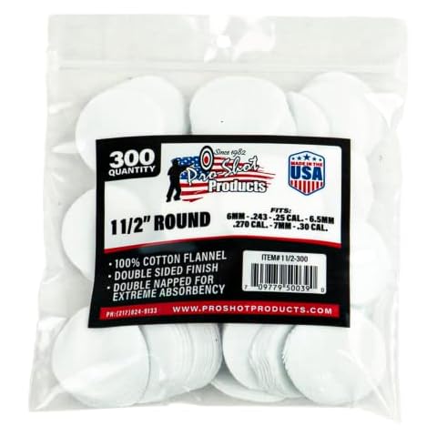 Pro-Shot Products 6-mm-.30 Caliber1 1/2-Inch RD. 300 Count Patches, White Cover