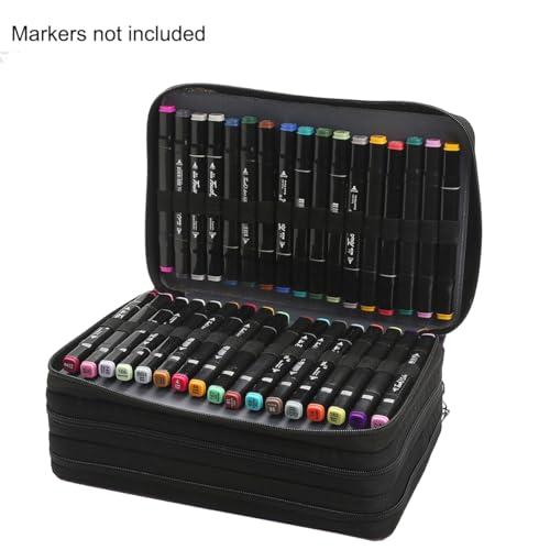 Image of Lbxgap 102 Slots Marker Pen Organizer Case w /Handle | Portable Multilayer Holder for Watercolor Pencils & Gel Pen Markers for Artists, Sketching, Drawing