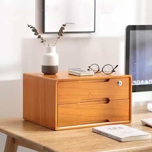 Boîte de rangement en bois massif avec serrure pour bureau élégant