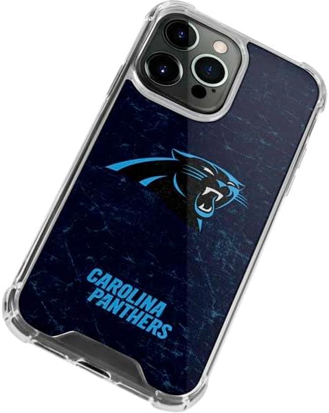 Skinit Clear Phone Case Compatible with iPhone 13 Pro Max - Officially Licensed NFL Carolina Panthers Distressed Design