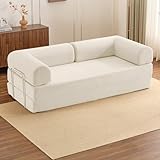 Umwandelbares Schlafsofa, 87-Zoll-Bodensofa, Modulare Futon-Couch Mit Zylindrischem Kissen, Für...