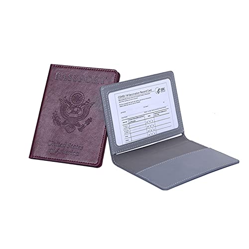 Étui de passeport - Pour homme et femme - Protection de passeport - Avec fente pour cartes - Cuir synthétique - Pour carte de crédit, embarquement et argent Cover