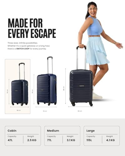 Image of SNITCH Loop Cabin Size Blue Polypropylene Hard Travel Suitcase - Trolley Bag Small & Luggage with 4 Wheels, Secure Lock & Free Shoe Bag