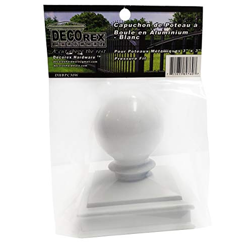 3" x 3" Aluminium Ball Top Post Cap for Metal Posts - Pressure Fit - White - Thumbnail 6