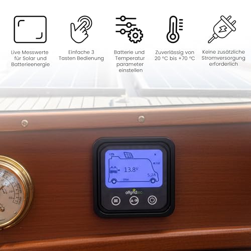 Offgridtec Remote-Display für MPPT Pro Duo Ladecontroller, LCD-Meter mit Echtzeit-Solardatenüberwachung, Systemparameteranpassung, Fehleranzeige, Intuitive Touch-Steuerung, Einfache Wandmontage