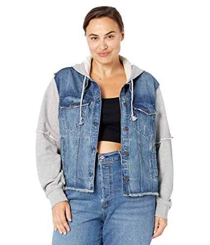 Denim Knit Jacket For Women -Contrast Grey Long Sleeves Hoodie www.denim.fit 4 Denim Knit Jacket For Women -Contrast Grey Long Sleeves Hoodie www.denim.fit 4