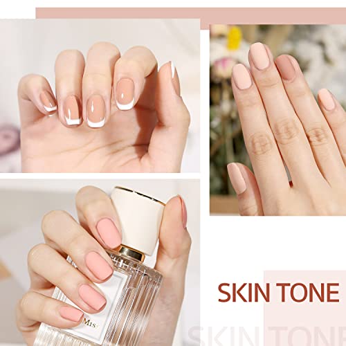 Image of GAOY Nude Pink Gel Nail Polish Set, 6 Neutral Colors Beige Skin Tone Soak Off UV Light Cure Gel Polish Kit for Salon and Nail Art DIY at Home