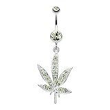 Cannibis Pot Leaf Multi-Gem WildKlass Belly Button Ring