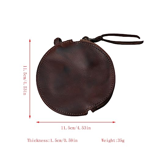 1 Pcs Leather Zipper Coin Purse Round Wallet, Coin Organizer, Change Holder,Card Case, Mini Slim Leather Zipper Storage Bag for Men & Women2