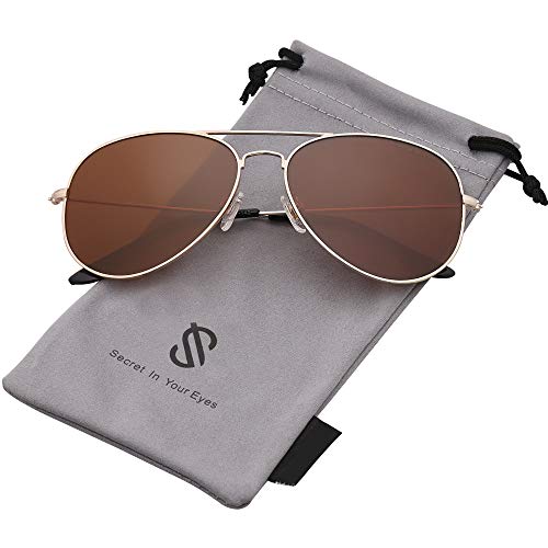 SOJOS Classic Aviator Polarized Sunglasses for Men Women Vintage Retro Style,Gold/Brown,62mm2