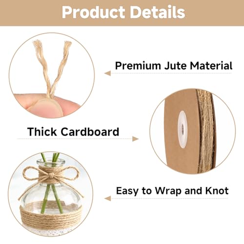 jijAcraft 1.5MM Jute Twine - 328Ft Natural Brown Jute String, 2-Ply Thin String for Gardening, Craft Twine for DIY Crafts, Gift Wrapping, Crochet Kitting, Macrame Decor