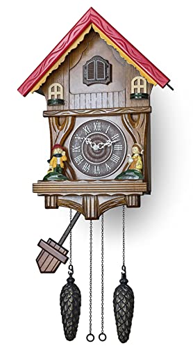 Reloj de cuco con modo nocturno y movimiento de cuarzo en estilo tradicional alemán