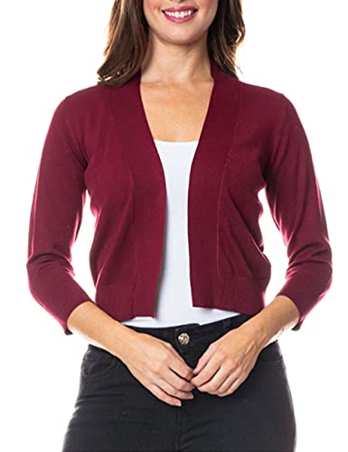 Image of Bolero Cropped Cardigans Shrugs for Women - 3 /4 Sleeve Open Front Cover up for Dresses