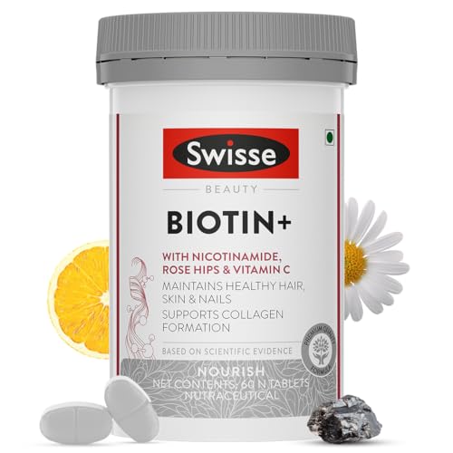 Swisse Beauty Hair Skin Nails+ with Vitamin C and Biotin for Healthy hair, Radiant Skin and Stronger Nails - 60 Tablets (Vegan Supplement)