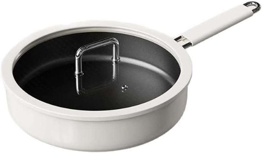 Ceramic Frying Pan With Lid, Titanium Frying Pan, Non Stick Frying Pans Ultra-Durable, Scratch-Resistant, Even Heating, All Cooktops,9.44 in
