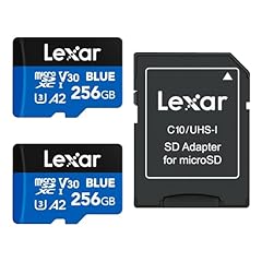 Lexar Blue Scheda Micro SD 256GB 2PK, fino a 160 MB/s in lettura, scheda microSDXC UHS-I, C10, U3, V30, A2, video Full-HD e 4K, scheda di memoria ad alta velocità per smartphone/tablet/action camera