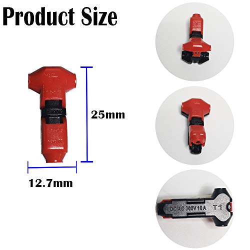 Quick Splice Wire Connectors, CTRICALVER Wire Connectors 1 Pin Low Voltage Electrical T Tap Solderless， Without Stripping Suitable for 0.35-0.5 mm²（ 20-22AWG） Electrical Wire Connection（10pcs）