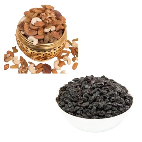 Image of RAJTILAK Dry Fruits Combo Pack of 2 | Panchmeva Mix Dryfruit & Premium Black Raisins | Panchmeva & Kali Kishmish | Nuts & Dry Fruits | Healthy & Tasty | Pack of 2x20g Each