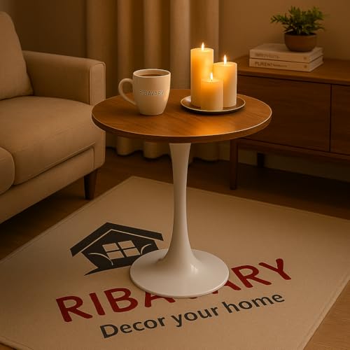Image of Wooden Pedestal Table, Accent Bedside Table,Modern Coffee End Table for Living Room, Bedroom and Balcony with Round Design Table