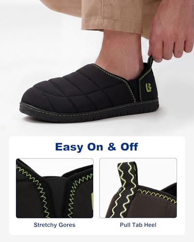 Image of LongBay Men's Outdoor Slippers Two Tone Indoor Bedroom House Shoes Gifts | Nylon Upper, Memory Foam Insole, Coral Fleece Lining, Slip On, Lightweight and Packable, Camping Garden, All-Season Wear
