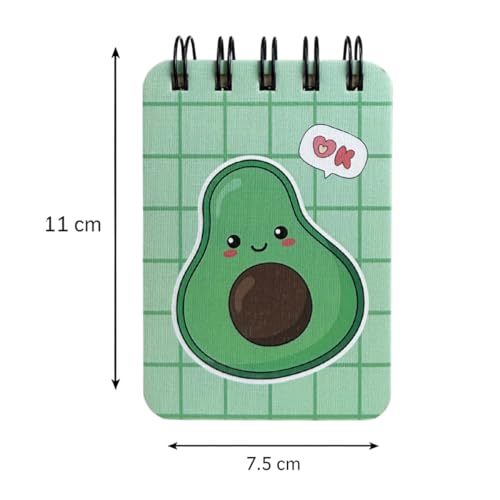 Image of Spiral Pocket Notebook (7.5 x 11 cm) | Cute Mini Notepad | Small Handy Notebook for School, Office & Personal Notes (Kiwi)