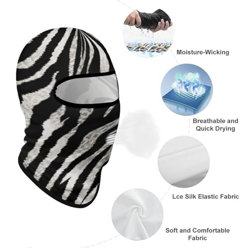 Balaclava con Estampado de Cebra Negro y Blanco para Hombres y Mujeres, Protección Solar, Transpirable, Máscara Integral para la Cabeza para Senderismo, Ciclismo, Correr, Conducción miniatura 3